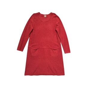 J.Jill Italian Yarn Wool Cashmere Sweater Dress Long Sleeve Pockets‎ Sz L Red